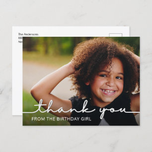 Modern Script Birthday Thank You Photo Postcard
