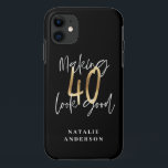 Modern script black and gold 40th birthday iPhone 11 case<br><div class="desc">Modern script black and gold 40th birthday gift. Part of a elegant stylish collection.</div>