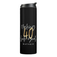 Modern script black and gold 40th birthday