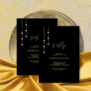 Modern Script Black And Gold Party Invitation