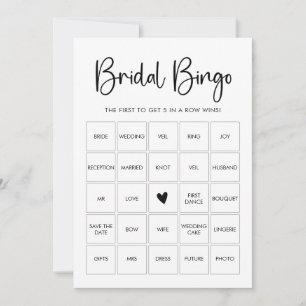 Modern Script Black and White Bingo Game Card