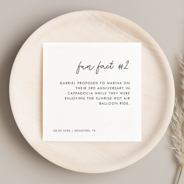 Modern Script Black and White Fun Fact # 2 Wedding Napkin (Creator Uploaded)