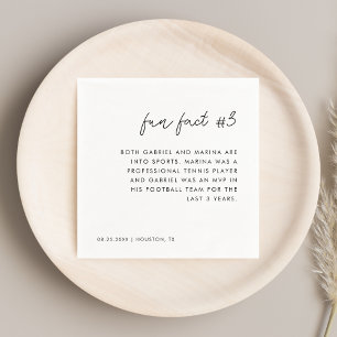 Modern Script Black and White Fun Fact # 3 Wedding Napkin
