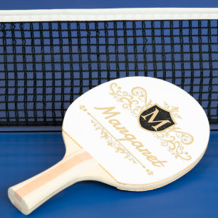 Modern Script Black And White Personalised Ping Pong Paddle