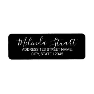 Modern Script Black and White Return Address Label