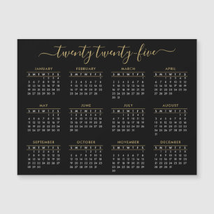 Modern Script Black Gold 2020 Calendar Magnet