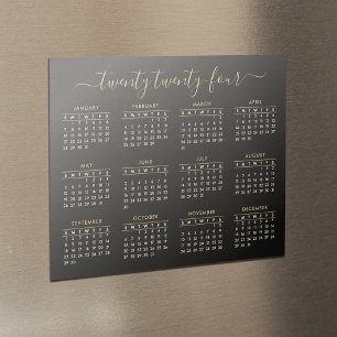 Modern Script Black Gold 2021 Calendar Magnet