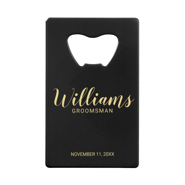 Modern Script Black&Gold Personalised Groomsmen (Front)