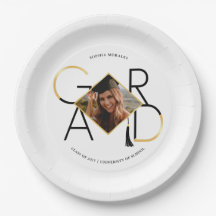 Modern Script Black & Gold Tassel Grad Photo Frame