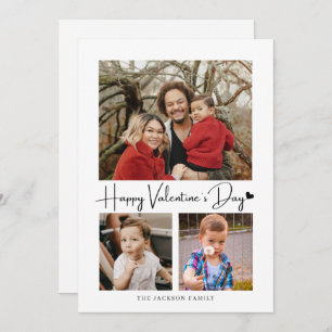 Modern Script Black Heart Valentine's Card Photo