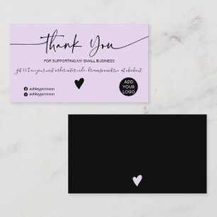 Modern script black lavender order thank you business card