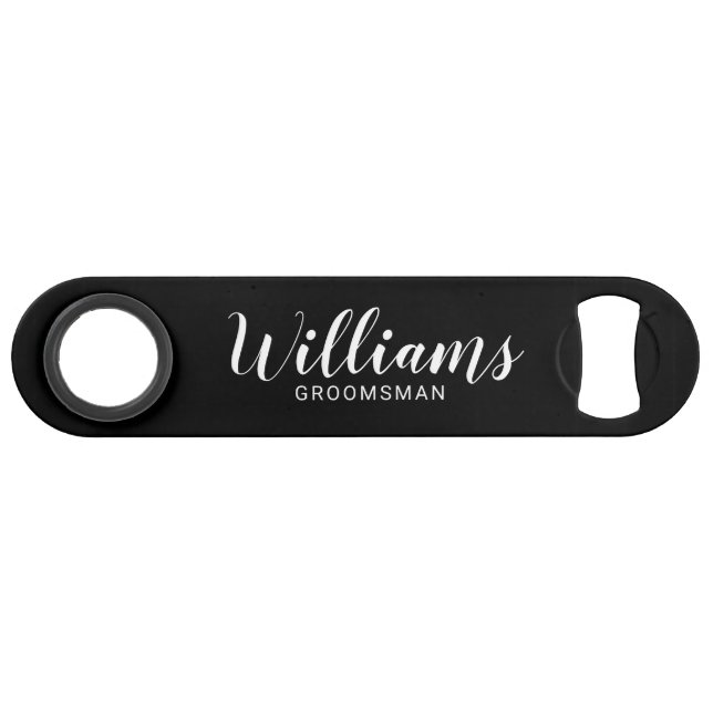 Modern Script Black Personalised Groomsmen (Front (Horizontal))