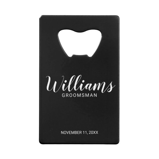 Modern Script Black Personalised Groomsmen (Front)