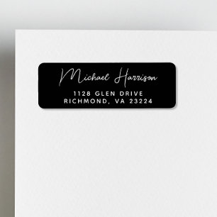 Modern Script Black Return Address Return Address Label