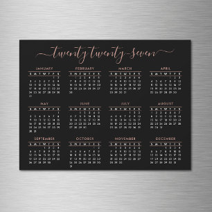Modern Script Black Rose Gold 2025 Calendar
