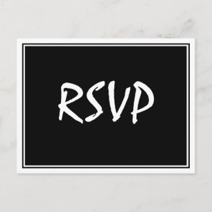 Modern Script Black RSVP Postcard