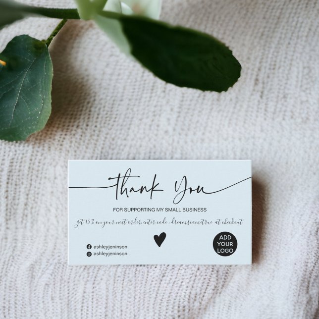 Modern script black teal blue order thank you business card (Modern script black teal blue order thank you business card)