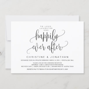 Modern Script, Black, Wedding Elopement Invitation
