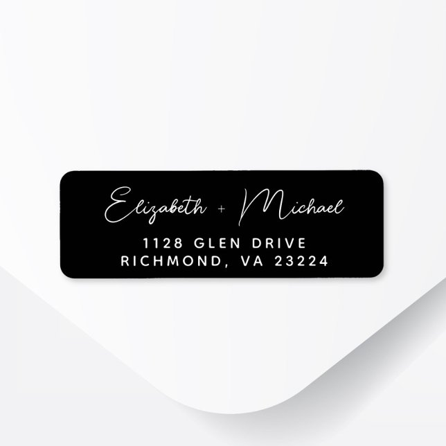 Modern Script Black Wedding Return Address Label (Creator Uploaded)