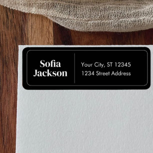 Modern Script Black White Return Address  Label
