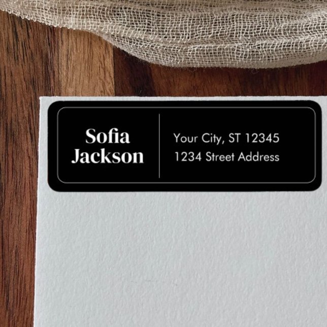 Modern Script Black White Return Address  Label (Creator Uploaded)