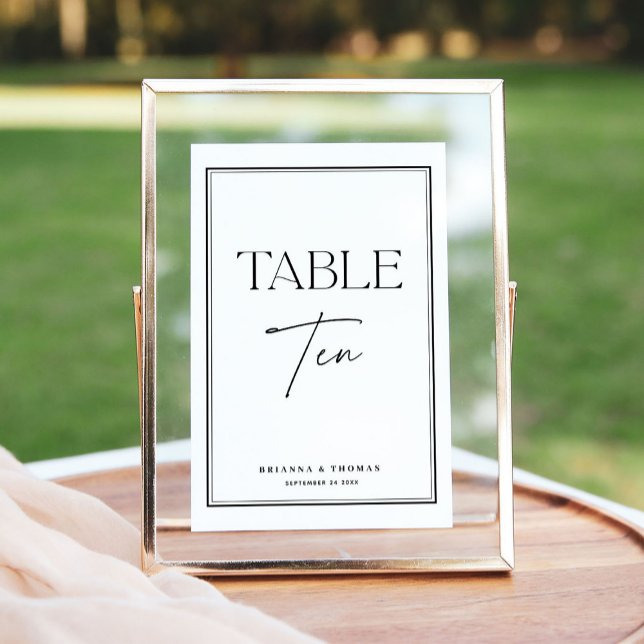 Modern Script Black & White Table Number 10 (Creator Uploaded)