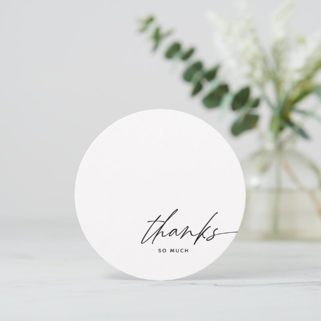 Modern Script Black White Thanks  Thank You Card (Standing Front)