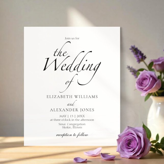Modern Script Black & White Wedding Invitation (Creator Uploaded)