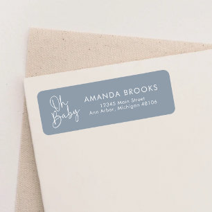 Modern Script Blue Oh Baby Simple Return Address Return Address Label