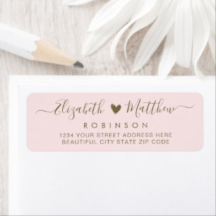 Modern Script Blush Gold Wedding Return Address Label