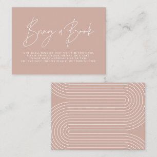 Modern script blush pink baby shower bring a book  card