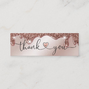 modern script blush pink heart thank you for order mini business card