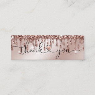 modern script blush pink heart thank you for order mini business card