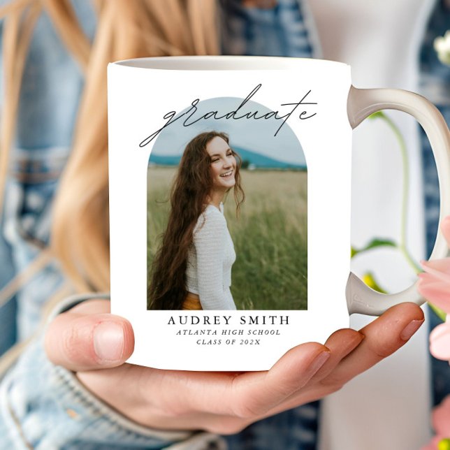 Modern Script Boho Arch Photo Graduation Gifts Coffee Mug (Creator Uploaded)