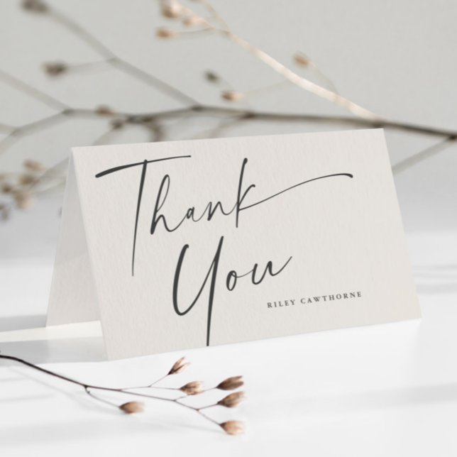 Modern Script Boho Bridal Shower Thank You Card (Simple Script Boho Bridal Shower Thank You Card.)