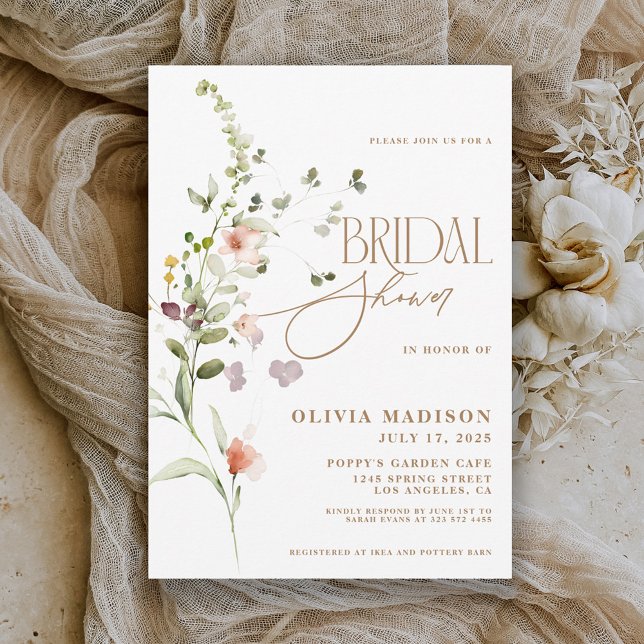 Modern Script Boho Flower Garden Bridal Shower Invitation (Creator Uploaded)