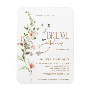 Modern Script Boho Flower Garden Bridal Shower Magnet