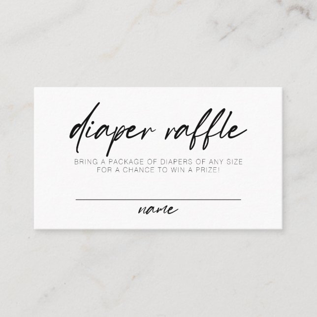Modern Script Boho Minimal Diaper Raffle Place Card (Front)
