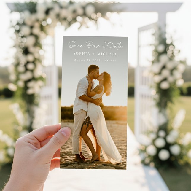 Modern Script Bookmark QR Code Photo Save the Date (Creator Uploaded)