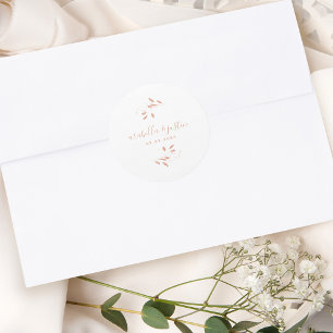 Modern Script Botanical Dusty Pink Wedding Classic Round Sticker