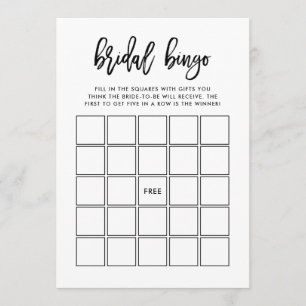 Modern Script   Bridal Shower Bingo Game Invitation