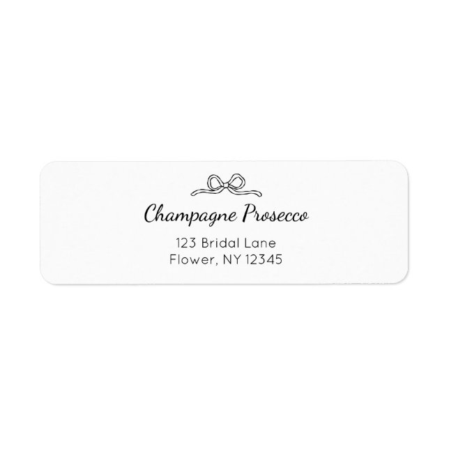 Modern Script Bridal Shower Bow Address Return Address Label (Front)
