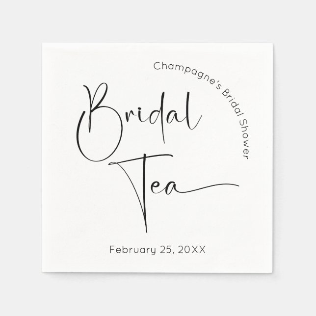 Modern Script Bridal Shower Bridal Tea Napkin (Front)
