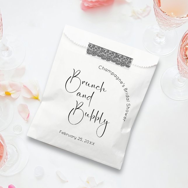 Modern Script Bridal Shower Brunch and Bubbly Favour Bag (Creator Uploaded)