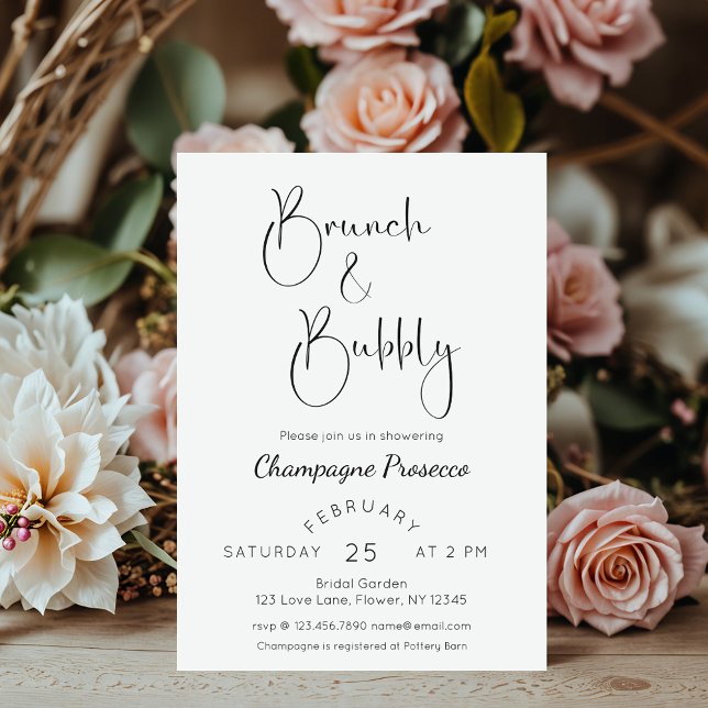 Modern Script Bridal Shower Brunch & Bubbly Invitation (Creator Uploaded)