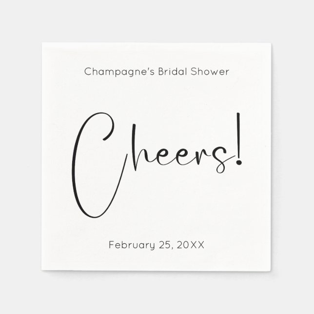 Modern Script Bridal Shower Cheers Napkin (Front)