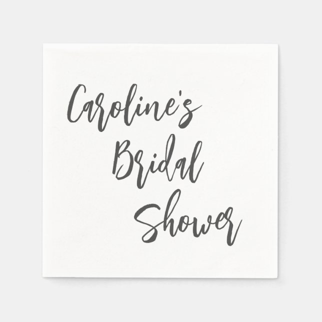 Modern Script Bridal Shower Custom White Napkin (Front)