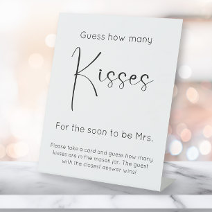 Modern Script Bridal Shower Guess How Many Kisses Pedestal Sign