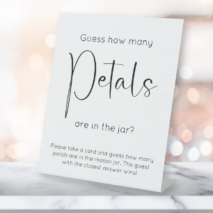Modern Script Bridal Shower Guess How Many Petals Pedestal Sign