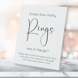 Modern Script Bridal Shower Guess How Many Rings Pedestal Sign